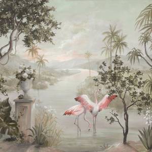 Panoramique Paisaje con Flamencos non tissé