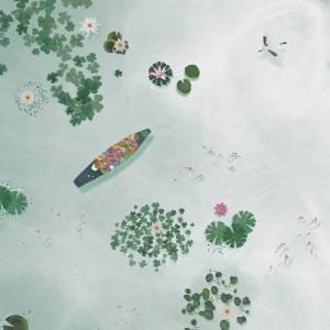 Papier peint Panoramique sur mesure Jardin Flottant