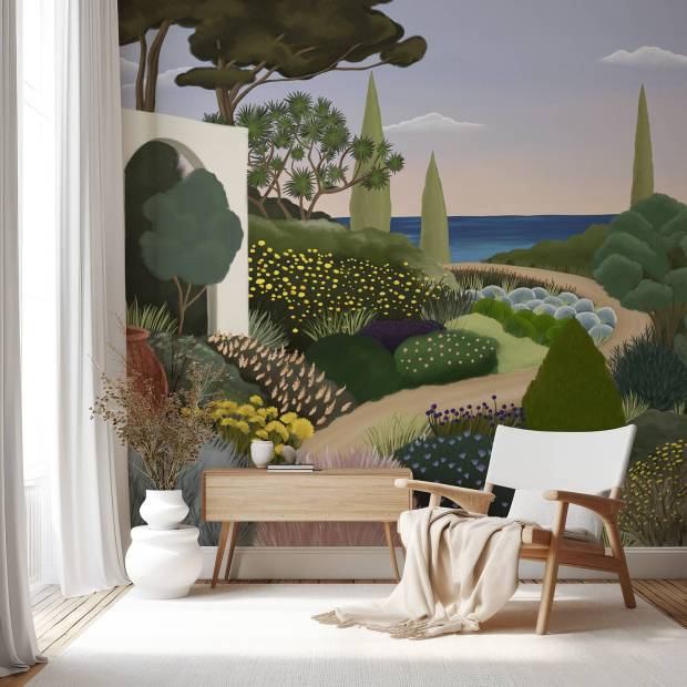 Papier peint Panoramique sur mesure Jardin Méditerranéen