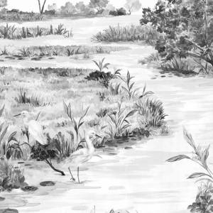 Papier peint Panoramique sur mesure Le Marais des aigrettes