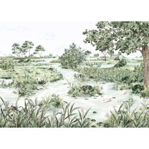 Papier peint Panoramique sur mesure Le Marais des aigrettes