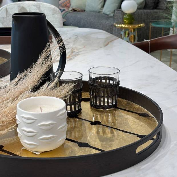 Plateau en verre Gold Leaf Dots