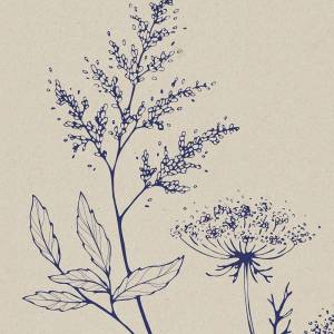 Papier peint Panoramique sur mesure Blue Linear Flowers en intissé