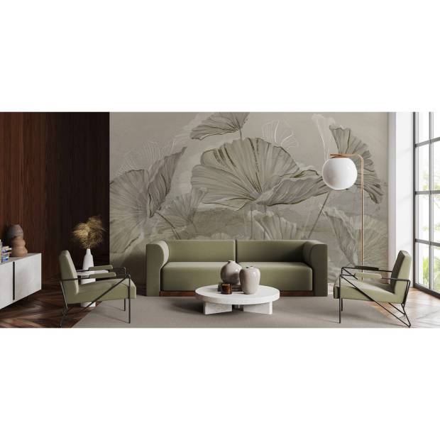 Papier peint Panoramique sur mesure Feuille de lotus en intissé