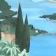 Papier peint Panoramique sur mesure Lago In Fiore en vinyle