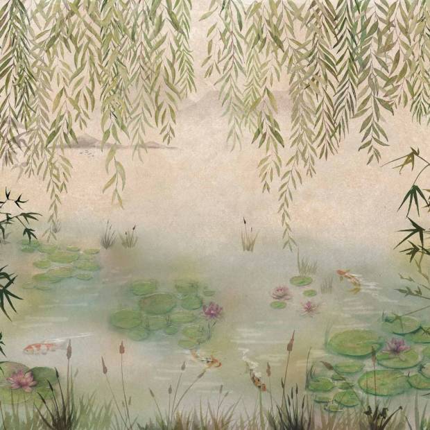 Papier peint Panoramique Lotus en Lin