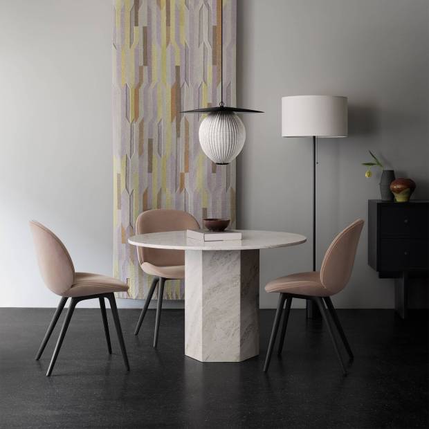 Beetle Dining Chair - Fully Upholstered, Black Plastic Base