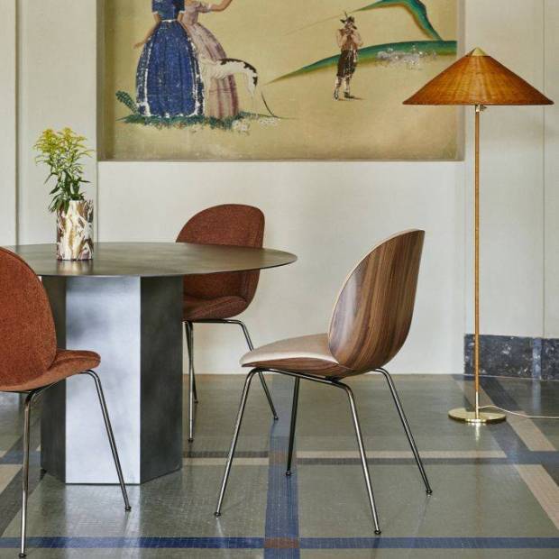 Beetle Dining Chair 3D Veneer - Front Upholstered coque Noyer