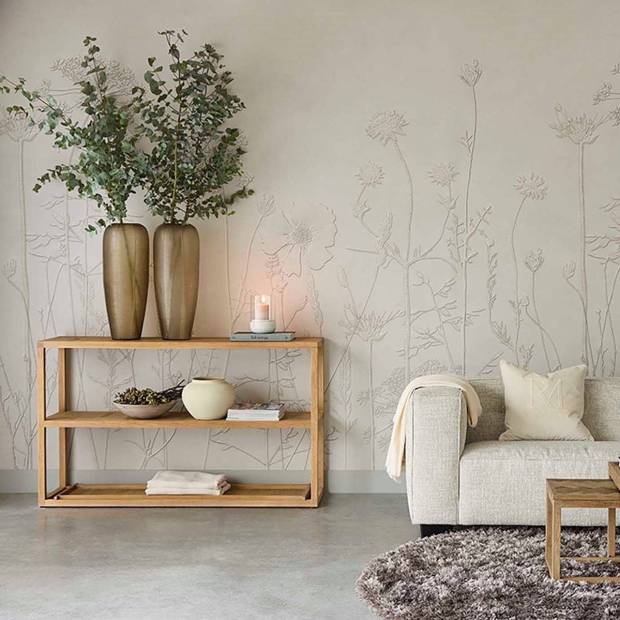 Papier peint Panoramique Silhouette Flowers Mural