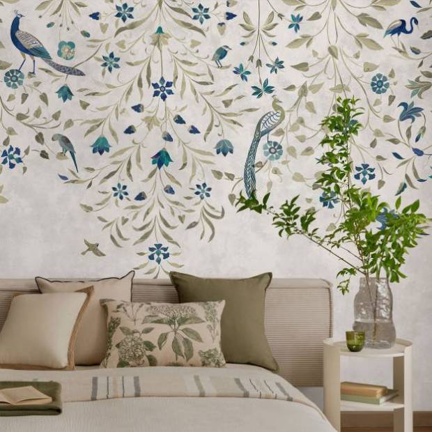 Papier peint Panoramique sur mesure Palais floral suspendu Intissé