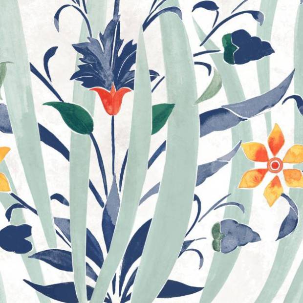 Papier peint Panoramique sur mesure Palais floral suspendu Intissé