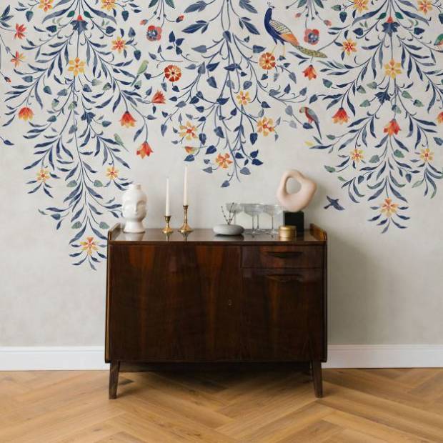 Papier peint Panoramique sur mesure Palais floral suspendu Intissé