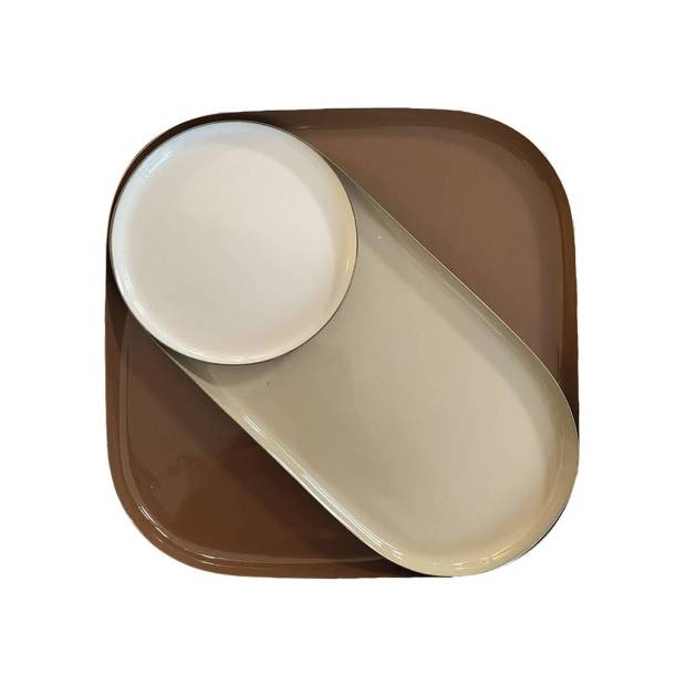 Set de 3 Plateaux émaillé marron
